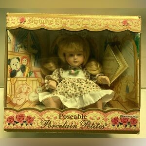 DanDee Genuine Fine Bisque Porcelain Poseable Petites 8" Doll Green Eyes